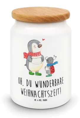 Produktbild von Mr. & Mrs. Panda Dose Smörle Winterzeit - Weiß - Geschenk, Weihnachtszeit, Vorratsdose, Keksdose, Teedose, Kaffeedose, Weihnachten Grüße, zuckerdose, Weihnachtsgruß