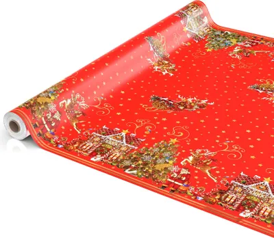 Produktbild von Tischdecke Wachstuch Weihnachten Rot Robust Wasserabweisend Breite 140 cm Länge 2000 cm