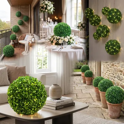 Produktbild von Kunststoff Buxusball, realistische Blätter, 30 cm, für Balkon und Innenbereich