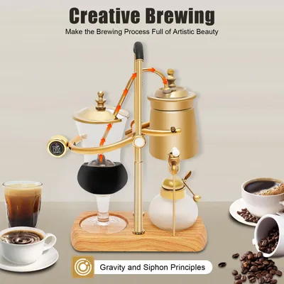 Imagen del producto de Cafetera de émbolo dorada - Manual, capacidad de 400 ml - Diseño vintage