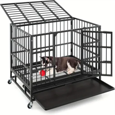 Image de Cage pour chien - Transportin pour chien - Maison pour chien - Boîte de transport - Cage de voyage - Pliable - Deux portes - Roulettes