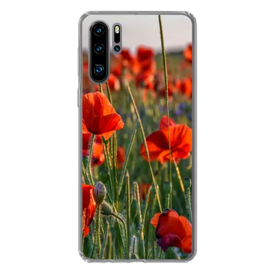 Produktbild von MuchoWow® Handyhülle Schutzhülle Hülle für Huawei P30 Pro Blumen - Mohnblumen - Natur - Rot Silikon Softcase Handy Hülle - Schutzdeckel