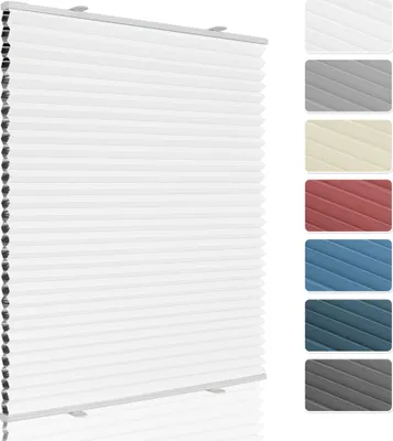 Produktbild von Grandekor Wabenplissee ohne Bohren Klemmfix Verdunklung Thermo Weiß-Weiß 90x220cm(BxH) Plissee Faltrollo 100% Blickdicht, Sonnenschutz & Schallschutz Plisseerollo für Fenster & Tür
