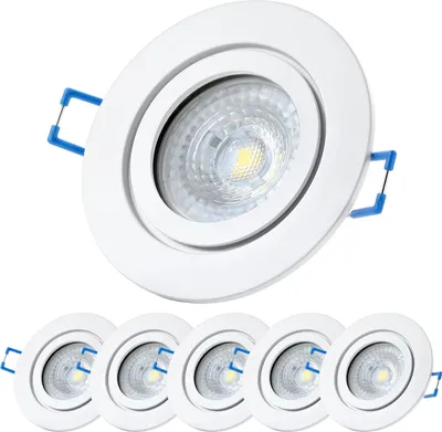 Produktbild von Einbaustrahler Bad LED 6er Pack IP44 Aluminium 7W warmweiß rund weiß matt