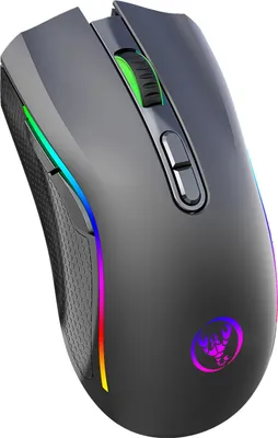Produktbild von HXSJ T69 mechanische Maus, 2,4 G Wireless-Modus | 6 einstellbare DPI (bis zu 4800 DPI) | RGB-Hintergrundbeleuchtungseffekt | Kompatibel mit mehreren Systemen, Schwarz