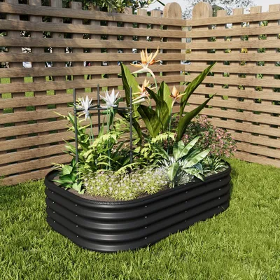 Produktbild von Livingandhome Ovale Stahl-Hochbeet – Platzsparend & Flexibel