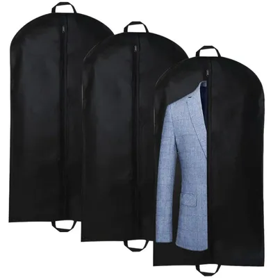 Produktbild von Kleidersack 3er Set Schwarz 60x120cm Vliesstoff