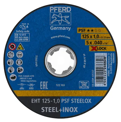 Produktbild von PFERD TOOLS Trennscheibe EHT 125x1,0mm X-LOCK gerade Universallinie PSF STEELOX für Stahl/Edelstahl, 10 St