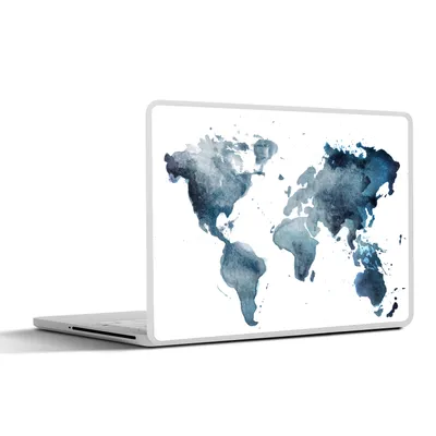 Produktbild von MuchoWow® Laptop Aufkleber Sticker Cover Weltkarte - Abstrakt - Aquarell 25x18 cm - Laptop-Deko