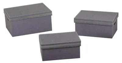 Immagine prodotto di Set 3 Scatole in Tessuto grigio e argento rettangolare