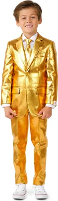 Produktbild von Boys Groovy Gold Anzug für Kinder - Karneval Silvester Kindergröße: 98-104