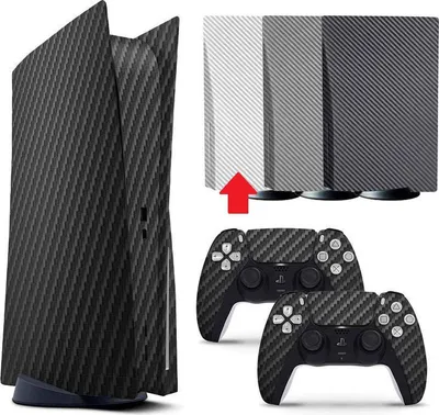 Produktbild von Konsolen- und Controller-Aufkleber für PS5, PlayStation 5 – Performance-Gaming-Skin – Schutzzubehör – Carbon – Weiß