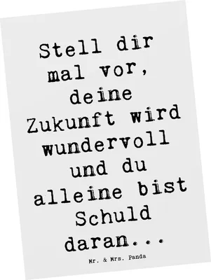Produktbild von Mr. & Mrs. Panda Postkarte Spruch Mutig zu sich selbst stehen - Weiß - Geschenk, Vertrauem, Grußkarte, bildkarte, Postkarten, Inspirierende Zitate, einzelkarte, Trost