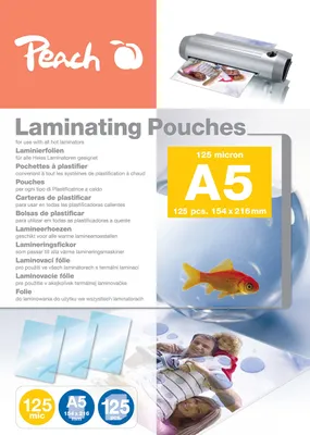 Produktbild von Peach Laminierfolien A5-125 mic - 125 pouches - glänzend -  für b