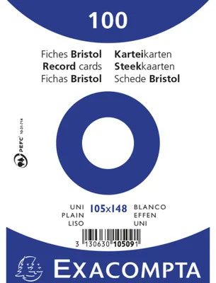 Produktbild von Exacompta 20x Karteikarten A6 blanko, 100 Stück eingeschweißt - Weiß - 10509E