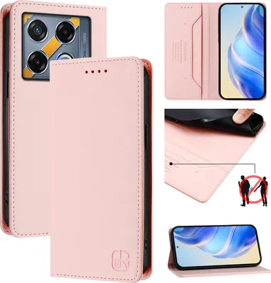 Produktbild von Lederhülle für Infinix GT 20 Pro 5G Hülle Flip Brieftasche Kartenfächern Ständer Schutzhülle Pink