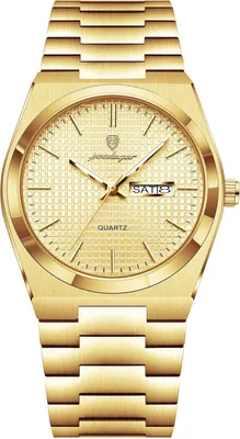 Produktbild von Herren Business Armbanduhr aus Edelstahl mit Datums- und Wochentagsanzeige, Leuchtzeiger, Wasserdichte Quarzuhr Elegant