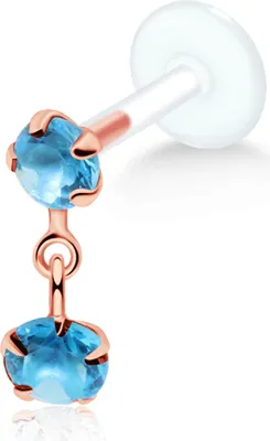 Produktbild von Ohrring Tragus Ohrpiercing 925 Sterling Silber rosévergoldet mit Zirkoniasteinen in verschiedenen Farben Stablänge - 6 mm Farbe - Blau