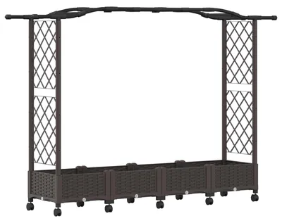 Produktbild von Hochbeet mit Rankgitter und Dach Braun 207 x 40 x 129 cm PP