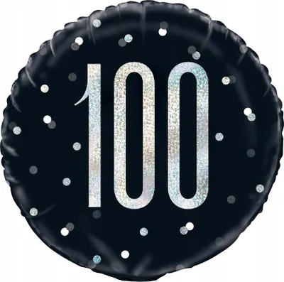 Produktbild von Schwarzer glänzender Folienballon zum 100. Geburtstag, Geschenk, Party-Dekoration, 45 cm