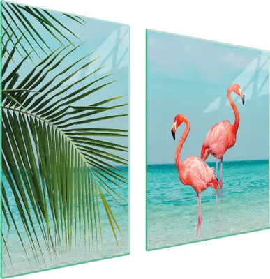 Produktbild von Glasplatte und Schneidebrett 100x52 Flamingo