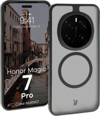 A phone case is shown with a phone screen displaying a scenic image and text.