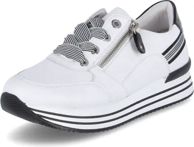 Produktbild von Remonte Damen trendiger Sneaker mit coole Schnürung und Reißverschluss D1312, Größe:39 EU, Farbe:Weiß
