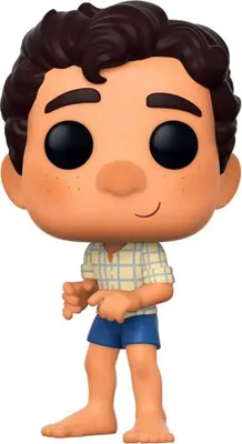 A Funko Pop! vinyl figure of Luca Paguro from Disney Pixar's Luca, standing on a white background.