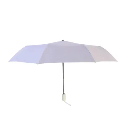 Imagen del producto de Biggdesign Moods Up: Paraguas con protección UV, totalmente automático, resistente al viento, de color gris claro, paraguas compacto para mujeres y hombres