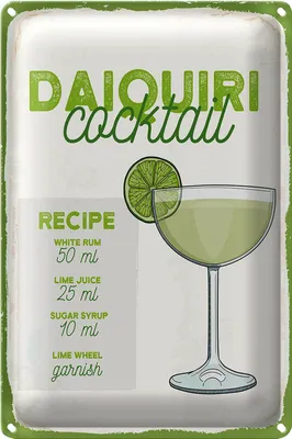 Produktbild von Blechschild Rezept Daiquiri Cocktail Recipe 18x12cm