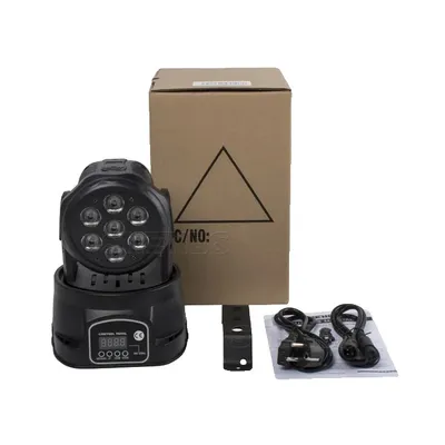 Produktbild von LED Moving Head Beleuchtung, RGBWA+UV Farbmischung, 12/16 DMX Kanäle, 7x12W RGBW, EU-Stecker