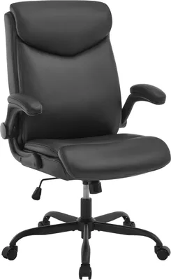 Produktbild von EUGAD Bürostuhl ergonomisch, Chefsessel 150 kg, Drehstuhl mit Rollen, hochklappbare Armlehnen, Sitzfläche aus PU, Schwarz