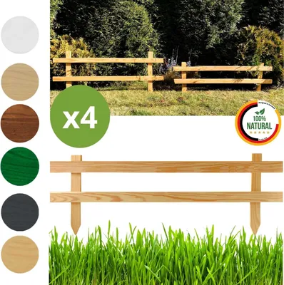 Obrázok produktu pre Floranica záhradný plot 4 ks 100x30 cm prírodný zasúvací a zdobný drevený predzáhradný plot