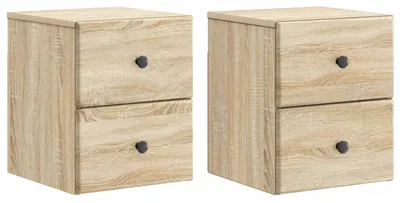 Immagine prodotto di vidaXL Comodino da parete, set da 2 pezzi, rovere Sonoma, 34,5 x 33 x 40 cm