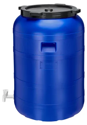 Produktbild von Garronda 200L Plastikfass BPA-freies Fass mit Hahn Universalfass Regenfass für Garten GD-0092, Blau