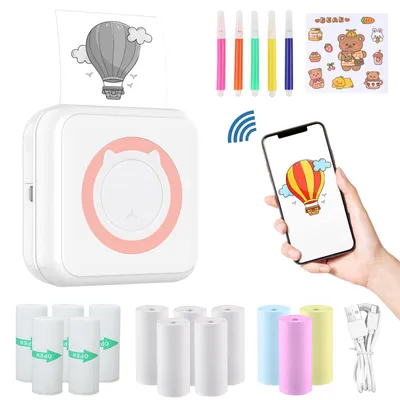 Obrázok produktu pre Miniatúrna tlačiareň pre smartfón, tlačiareň fotografií pre smartfón, mini tlačiareň, prenosná termotlačiareň