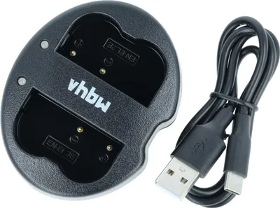 Produktbild von vhbw Dual USB-C Ladegerät kompatibel mit Pentax K10D, K20D Kamera - Ladeschale + USB-C Kabel Ladeanzeige