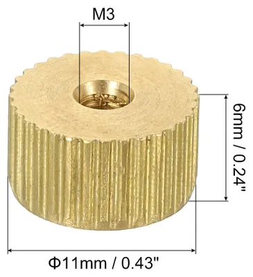 Produktbild von Ger?ndelte Daumenmuttern, 3 Stš¹ck M3 x D11mm x H6mm Messing Griffmuttern R?ndelmuttern mit Hohem Kopf Befestigungselemente fš¹r 3D-Drucker Teile, Maschinenwerkzeuge