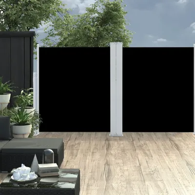 Productafbeelding van Maison Exclusive - Uitschuifbare zonnescherm met zijpanelen, zwart, 140 x 600 cm