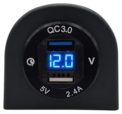 Produktbild von ProRide USB-Autolader, 2 Ports, QC3.0 12W, Voltmeter, 1-fach Aufbau, 12V