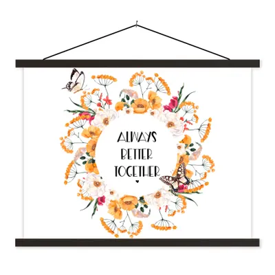 Produktbild von MuchoWow® Textilposter Zitate - Zusammen ist es immer besser - Sprichwörter 60x45 cm mit schwarzem Rahmen - Poster Schlafzimmer