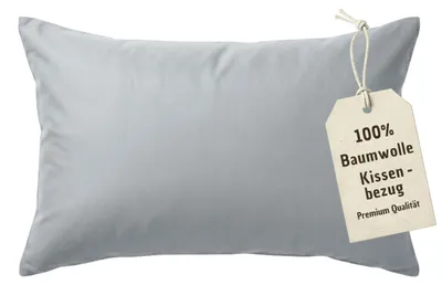 Produktbild von 2er Pack Kissenbezug 40x60 cm Grau | 100% Baumwolle | Doppelpack PREMIUM Kissenhülle mit verdecktem Reißverschluss