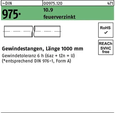 Produktbild von Gewindestange DIN 975 M 12 x 1000mm 10.9 feuerverzinkt