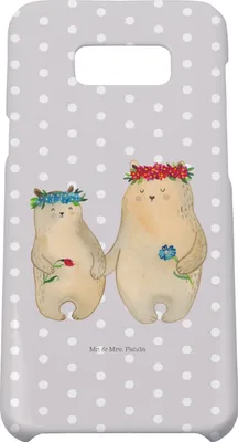 Produktbild von Mr. & Mrs. Panda Samsung Galaxy S8 plus Handyhülle  Bären mit Blumenkranz - Grau Pastell - Geschenk, Mama, Hülle, Muttertag, Cover, Handy, Familie, Case, Tochter, Family