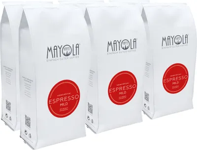 Produktbild von MAYOLA Espresso Mild, 6x1000g | ganze Bohne | fair & nachhaltig produziert | Langzeitröstung
