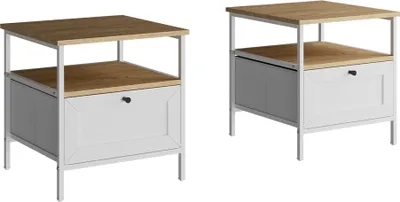 Image de Table de nuit Vicco Lunis Blanc Lot de 2, Model 51892