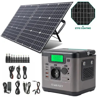 Image de SWAREY 550W(1100W en crête) Station d'alimentation portable 555Wh,générateur solaire,chargeurs,accumulateur,Power Bank avec panneaux solaires 100W