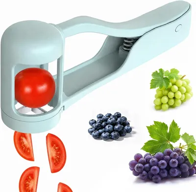 Produktbild von Edelstahl Tomatenschneider, Traubenschneider, Obstschneider für Kirsche, Erdbeere, Praktisches Küchengerät