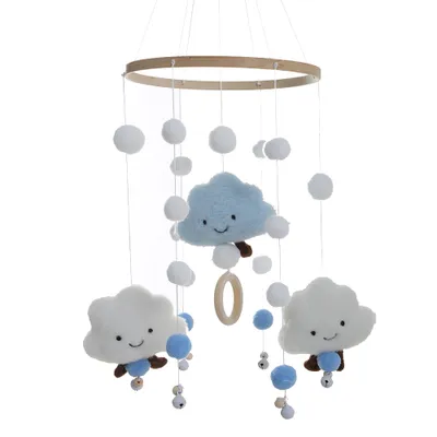 Produktbild von Baby Krippe Mobile Hängende Verzierung, Kinderzimmer Bett Ornament Windspiele, Mobile Krippe Bett Wald Kinderzimmer Dekoration Spielzeug für Babyparty, für Mädchen/Jungen,Blau