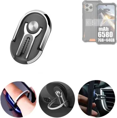 Produktbild von K-S-Trade 3in1 Smartphone-Ring Handy-Ring kompatibel mit Blackview BV5300 Pro Fingerhalterung  Handyring Tischständer Lüftungsgitter-Halterung Tisch